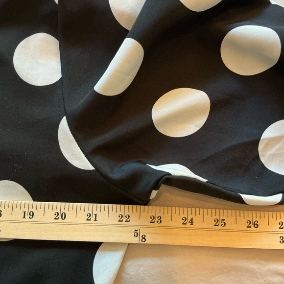 Black & White Polka Dot  1XL DRESS button down, tie/bow 3/4 sleeve, full skirt - Picture 5 of 9